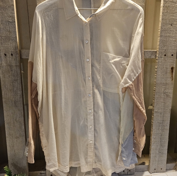 Free people pastel rainbow button down - Picture 7 of 16